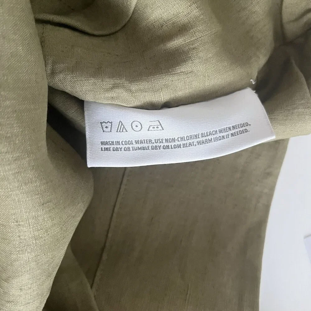 TUFT & NEEDLE 100% Linen European Flax 2 Standard Pillowcases Green Moss New